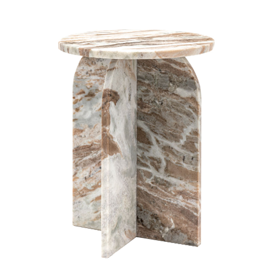 Akron Marble Side Table Round In Natural
