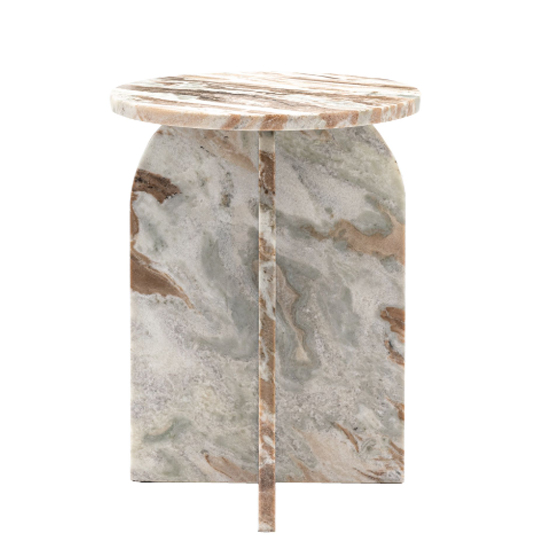 Akron Marble Side Table Round In Natural