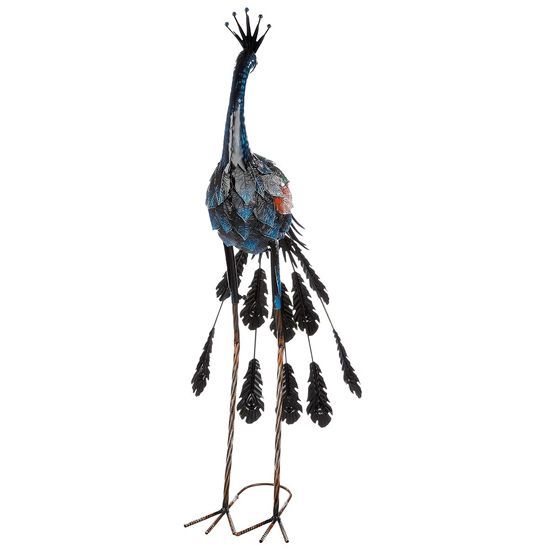 Akron Metal Peacock Sculpture Large In Blue And Green