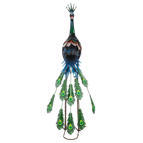 Akron Metal Peacock Sculpture Large In Blue And Green
