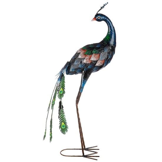 Product photograph of Akron Metal Peacock Sculpture Large In Blue And Green from Furniture in Fashion
