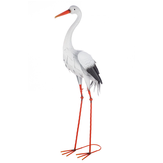 Read more about Akron metal stork sculpture large in white