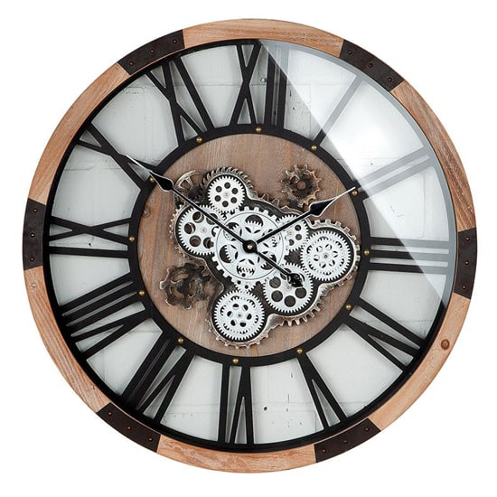 Read more about Akron metal wall clock in black and natural