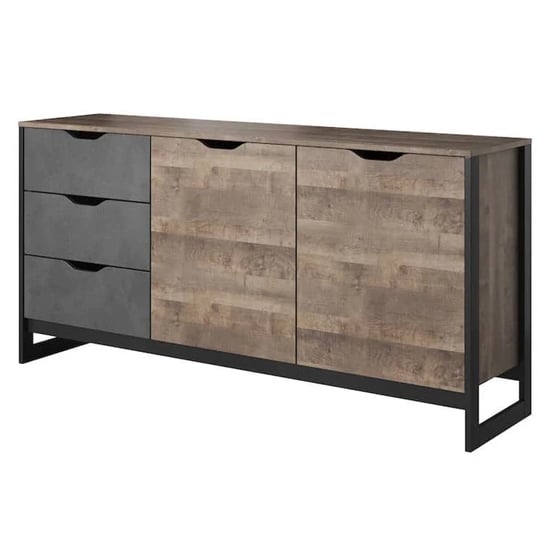 Product photograph of Akron Wooden Sideboard With 2 Doors 3 Drawers In Grande Oak from Furniture in Fashion