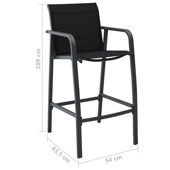 Akron Tempered Glass 5 Piece Garden Bar Set In Black