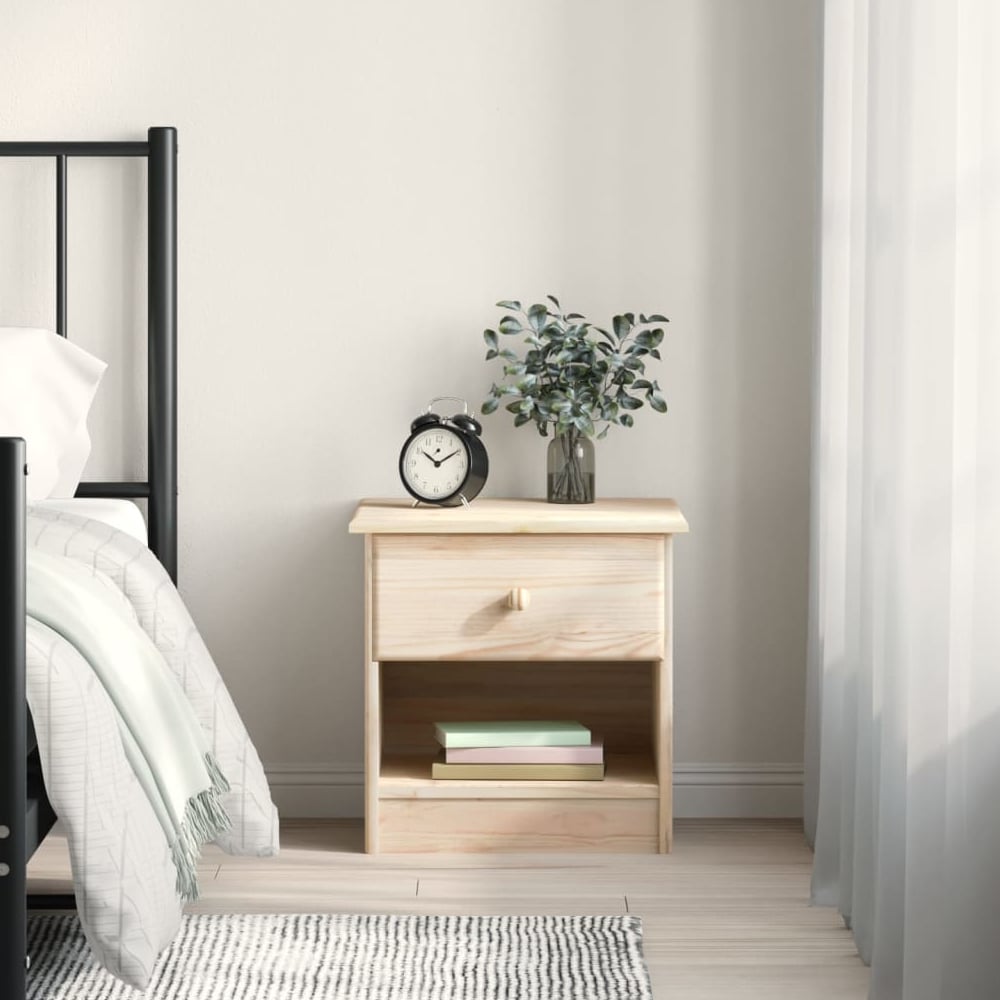 Read more about Akron wooden bedside cabinet with 1 drawer in natural