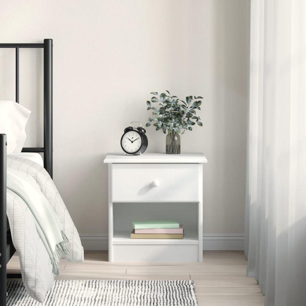 Read more about Akron wooden bedside cabinet with 1 drawer in white