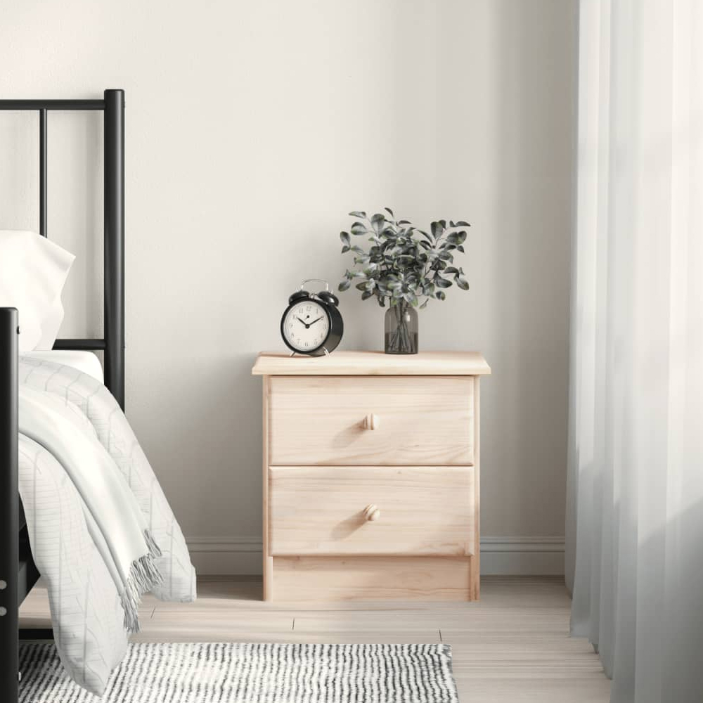Read more about Akron wooden bedside cabinet with 2 drawer in natural
