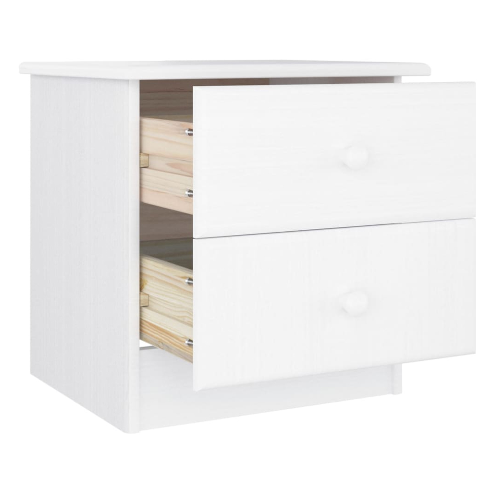 Akron Wooden Bedside Cabinet With 2 Drawer In White