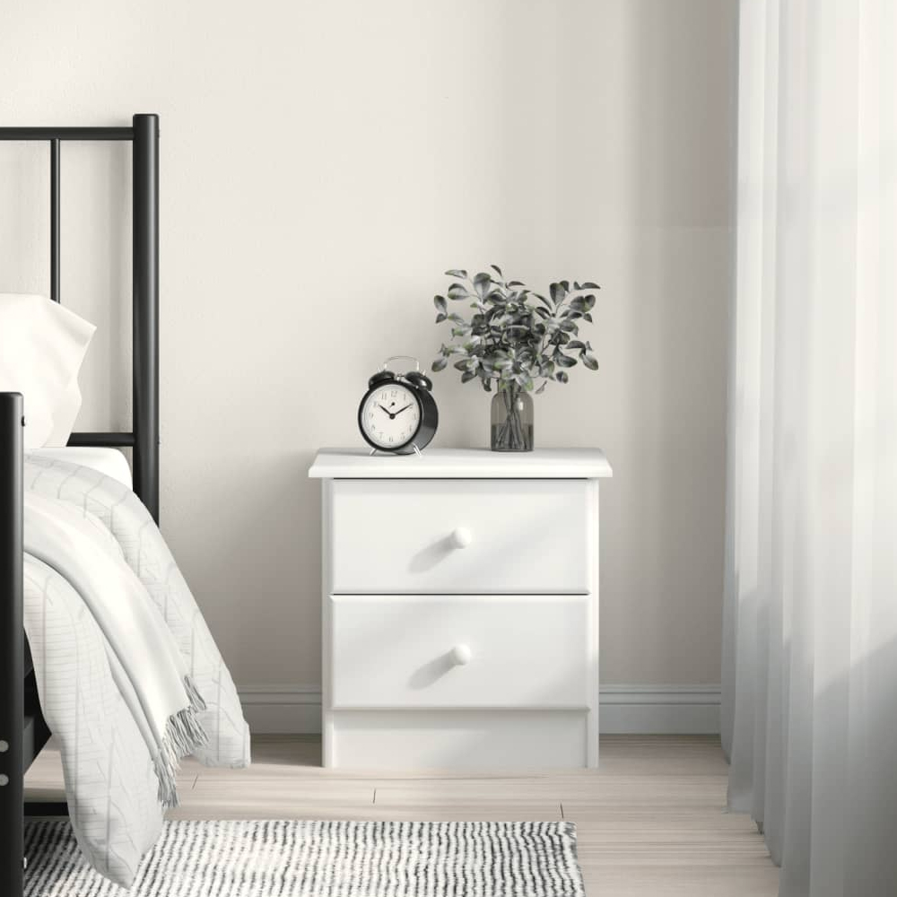 Read more about Akron wooden bedside cabinet with 2 drawer in white