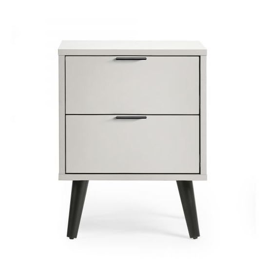 Akron Wooden Bedside Cabinet With 2 Drawers In Silk Grey