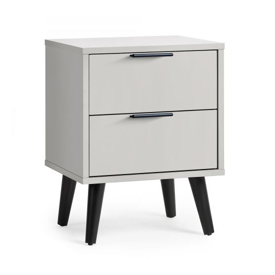 Akron Wooden Bedside Cabinet With 2 Drawers In Silk Grey