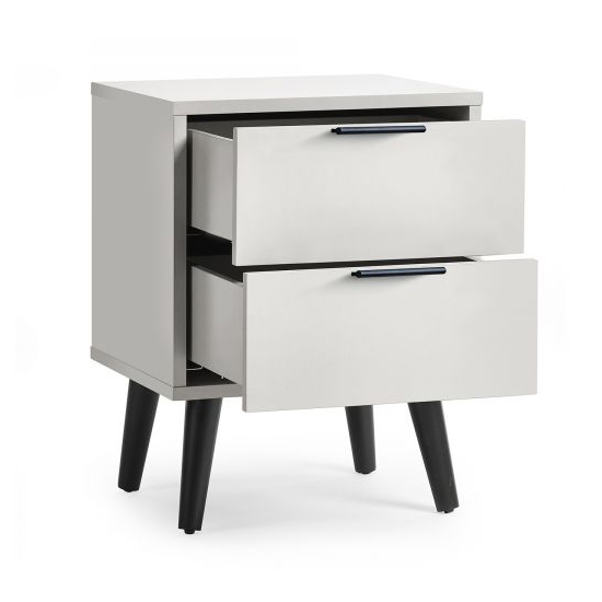 Akron Wooden Bedside Cabinet With 2 Drawers In Silk Grey