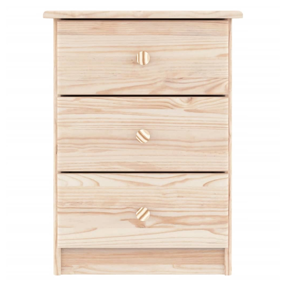 Akron Wooden Bedside Cabinet With 3 Drawer In Natural