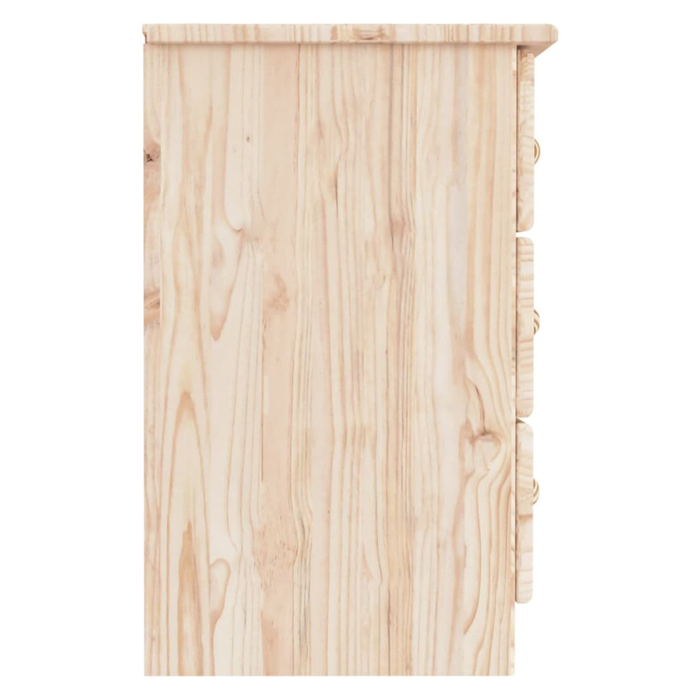 Akron Wooden Bedside Cabinet With 3 Drawer In Natural