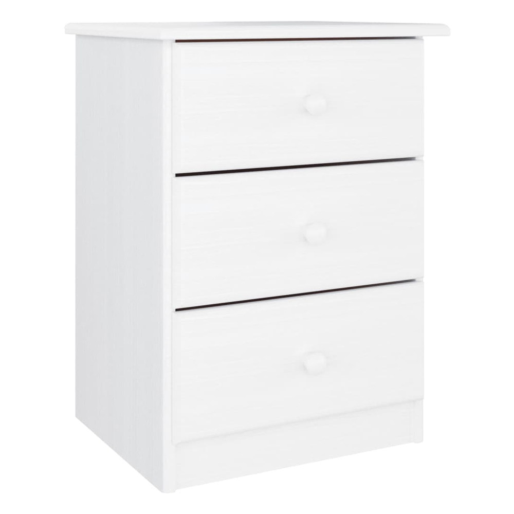 Akron Wooden Bedside Cabinet With 3 Drawer In White