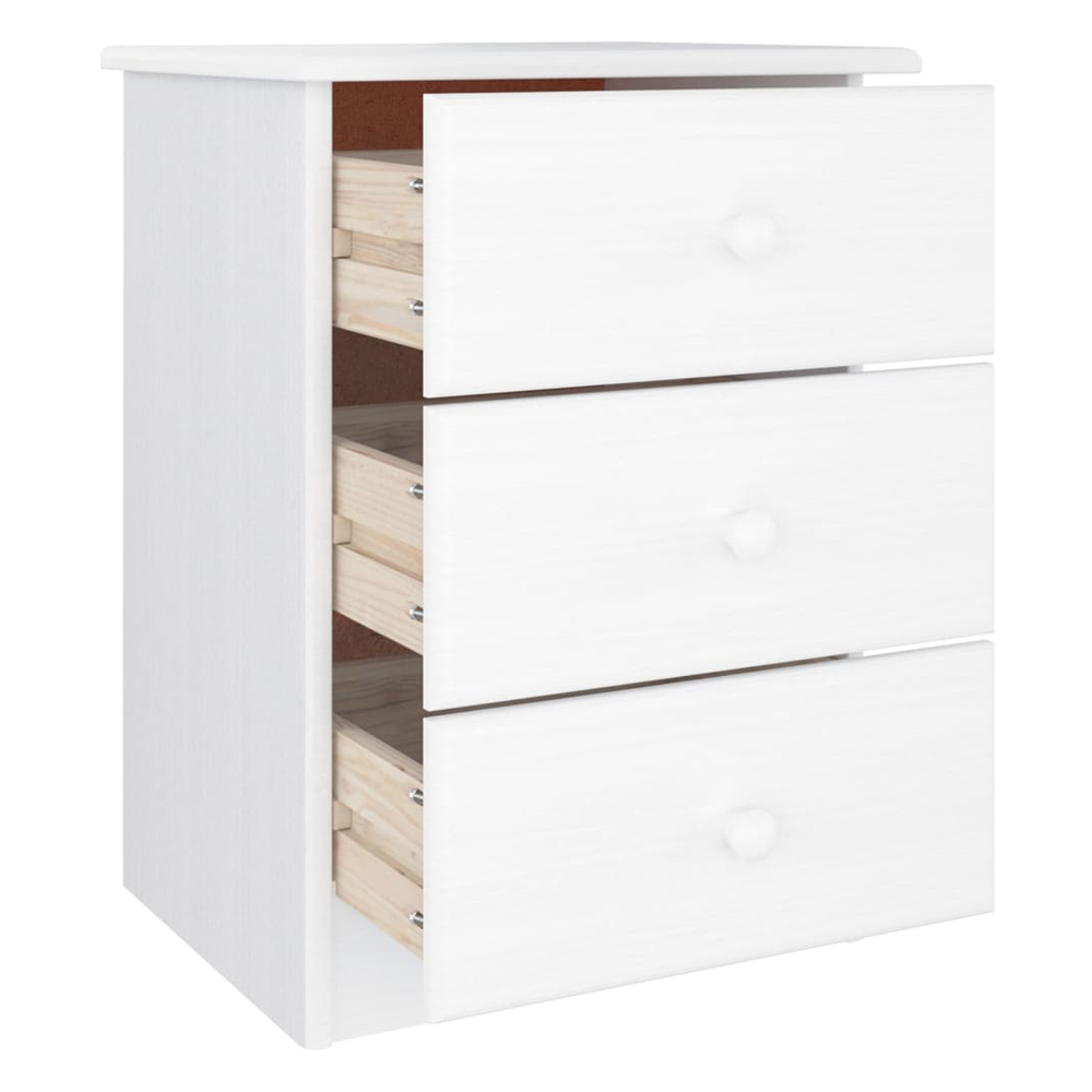 Akron Wooden Bedside Cabinet With 3 Drawer In White