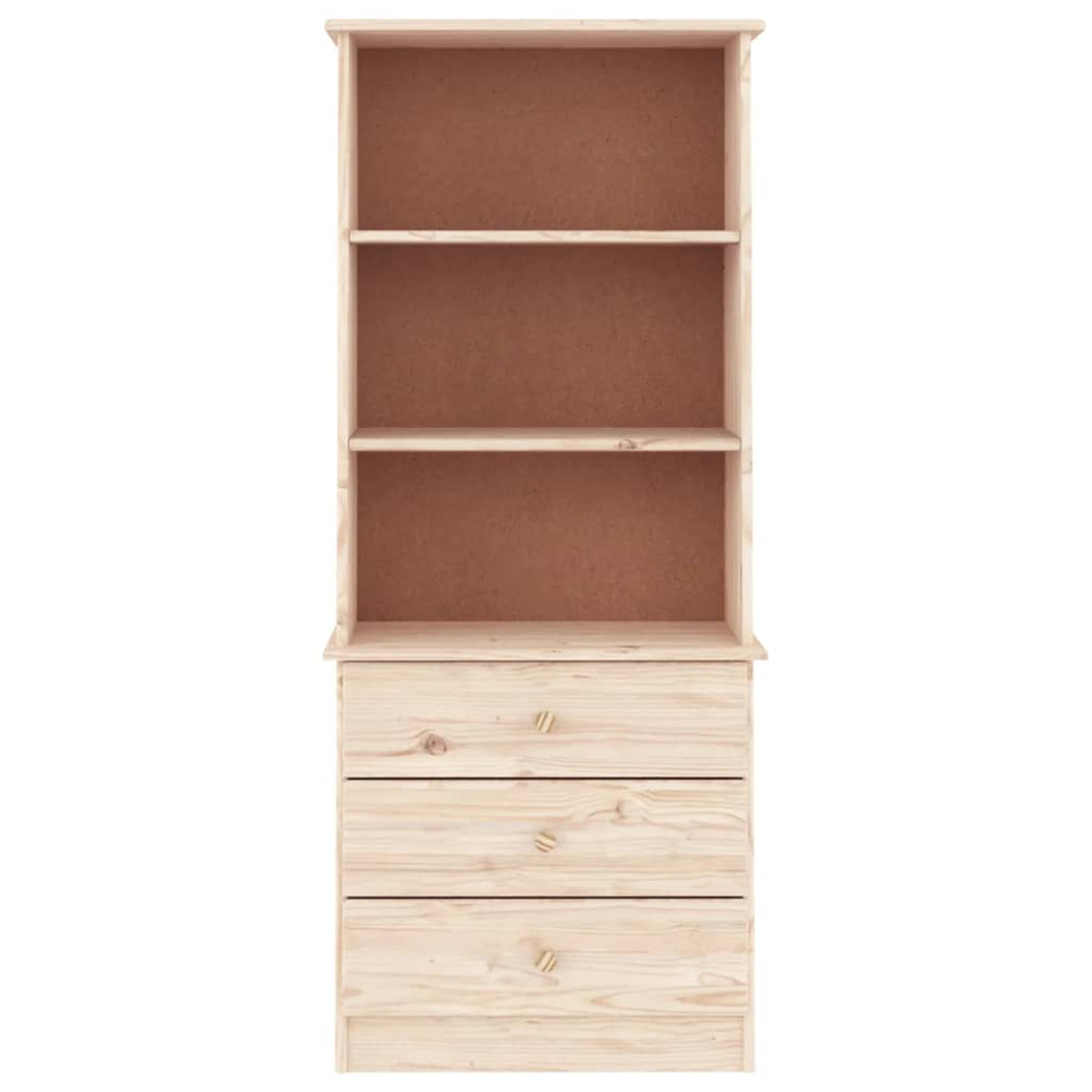 Akron Wooden Bookcase With 3 Drawers In Natural