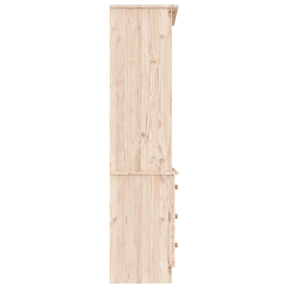 Akron Wooden Bookcase With 3 Drawers In Natural