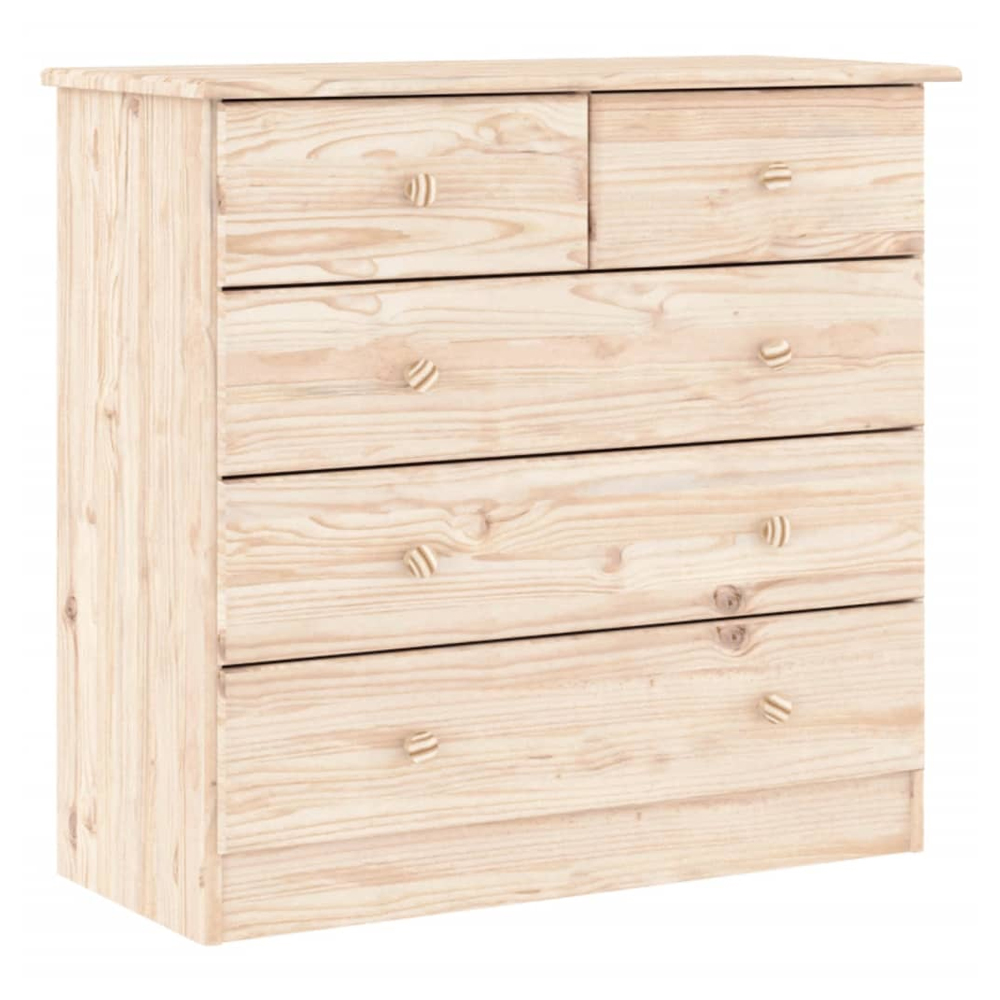 Akron Wooden Chest Of 5 Drawers In Natural