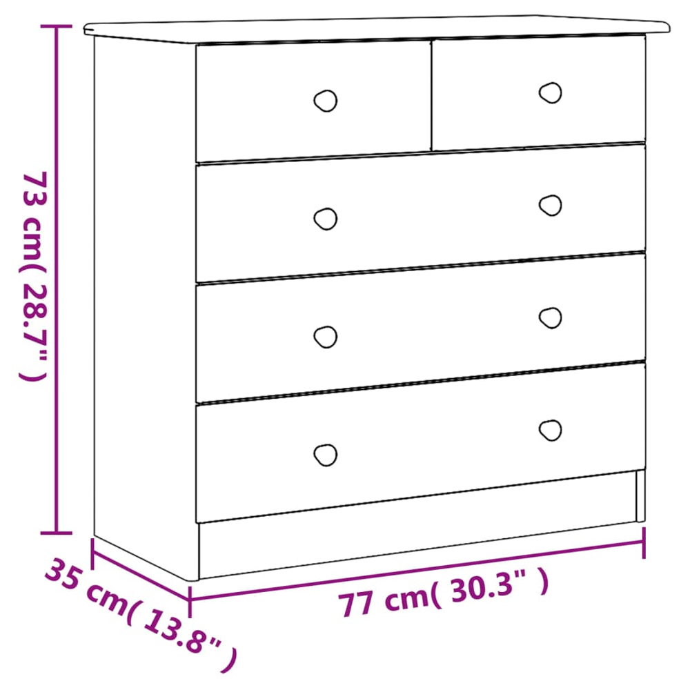 Akron Wooden Chest Of 5 Drawers In White