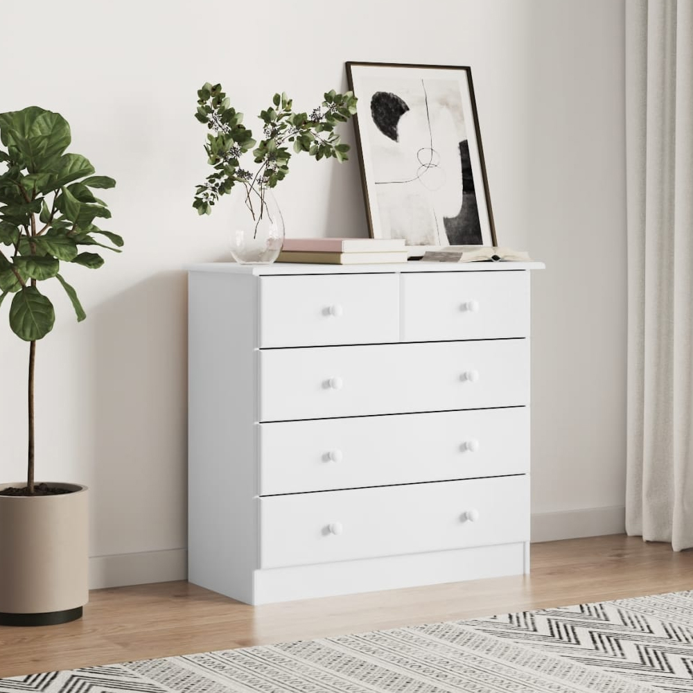 Read more about Akron wooden chest of 5 drawers in white