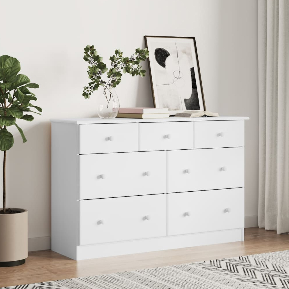 Read more about Akron wooden chest of 7 drawers in white