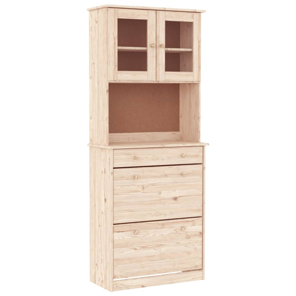 Akron Wooden Display Cabinet With 1 Drawer In Natural