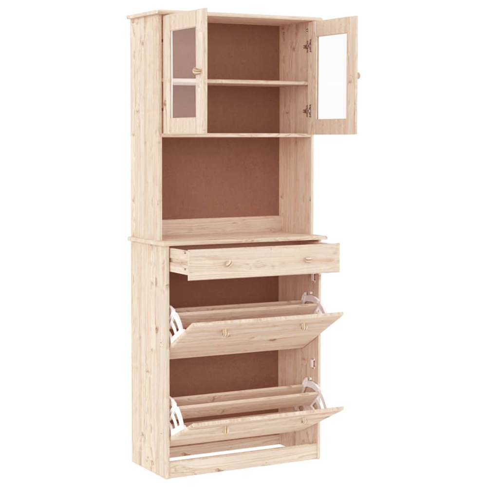 Akron Wooden Display Cabinet With 1 Drawer In Natural