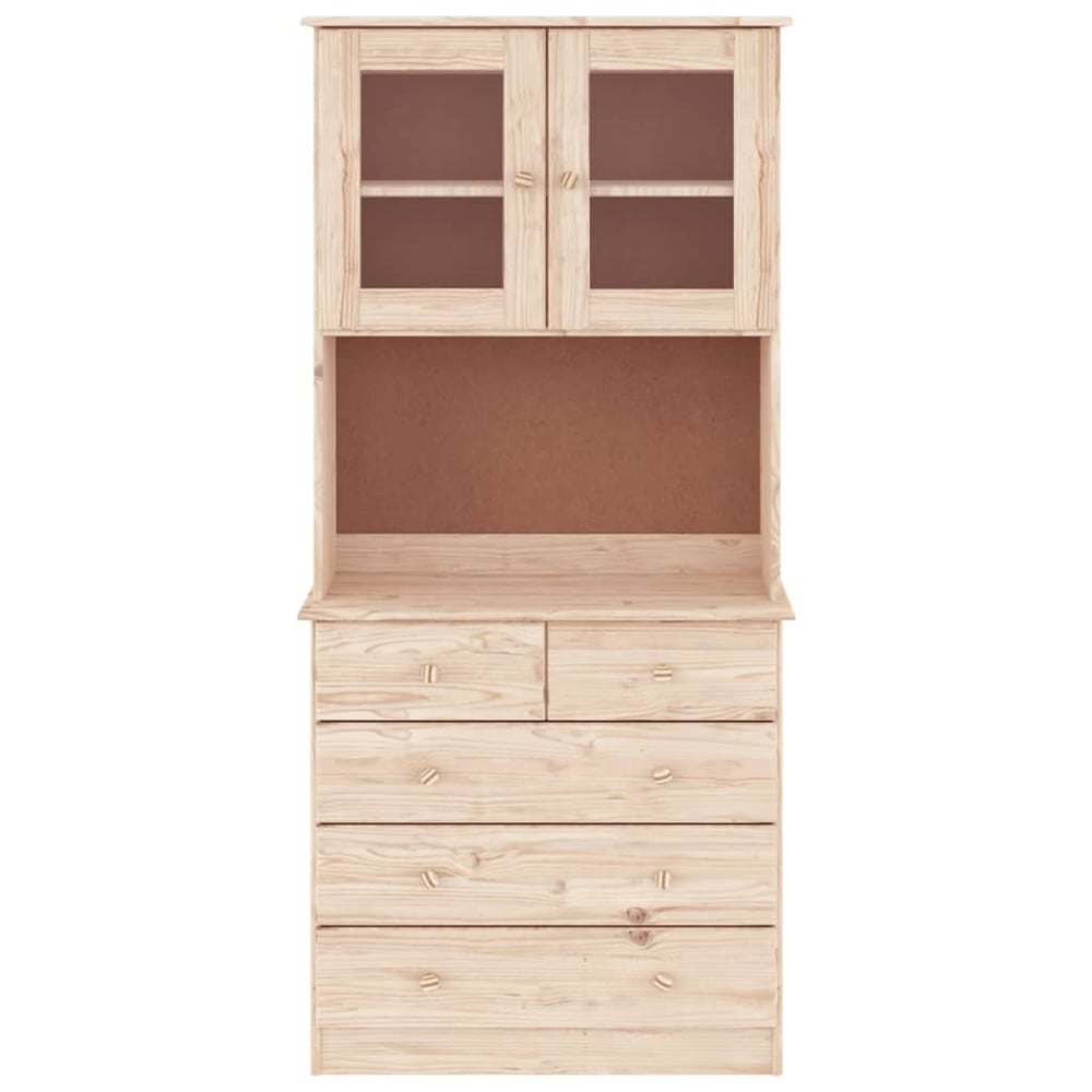 Akron Wooden Display Cabinet With 2 Doors 5 Drawers In Natural