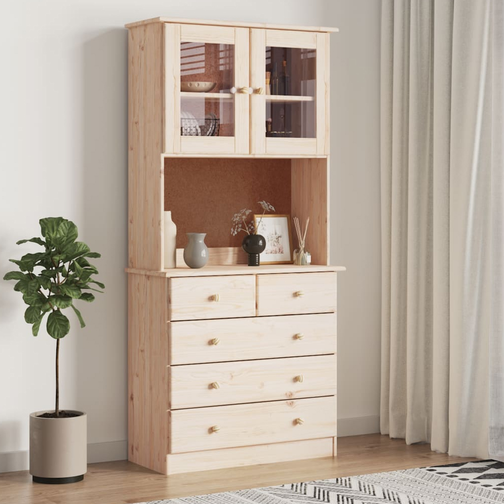 Read more about Akron wooden display cabinet with 2 doors 5 drawers in natural