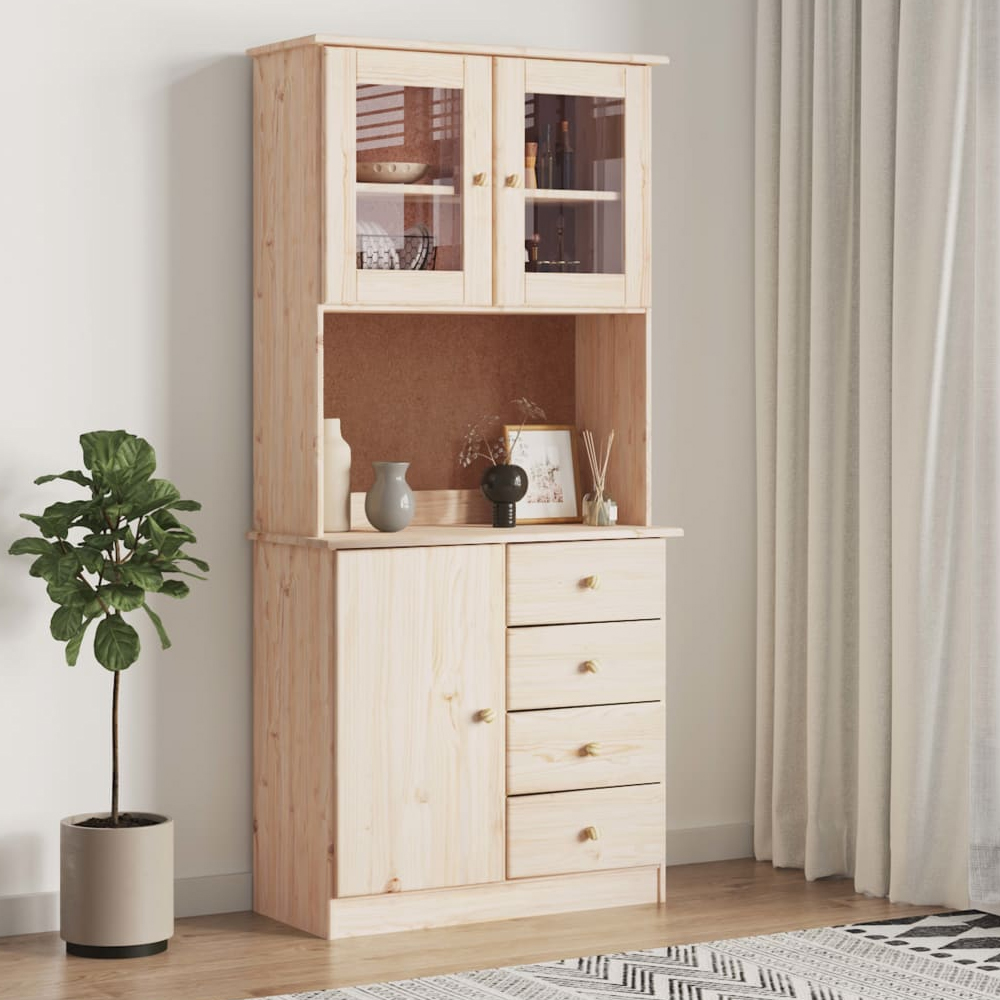 Read more about Akron wooden display cabinet with 3 doors 4 drawers in natural