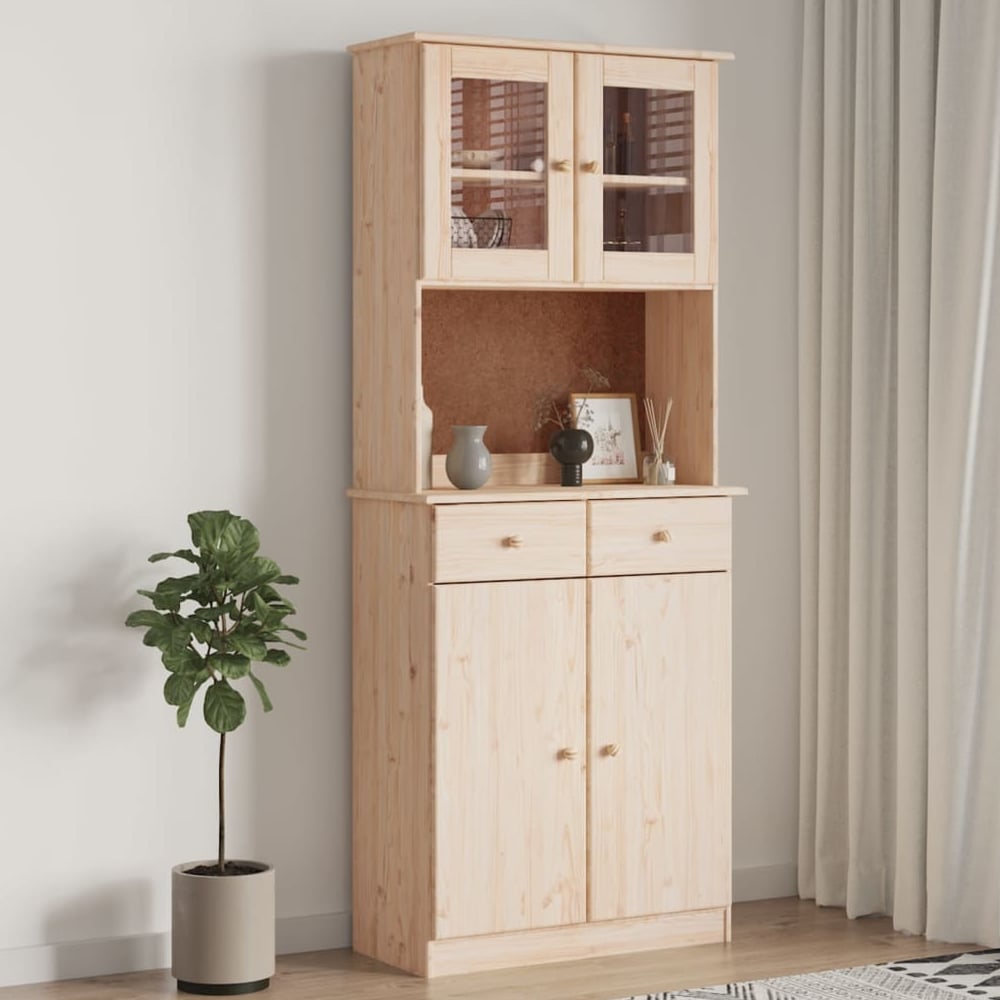 Akron Wooden Display Cabinet With 4 Doors Tall In Natural