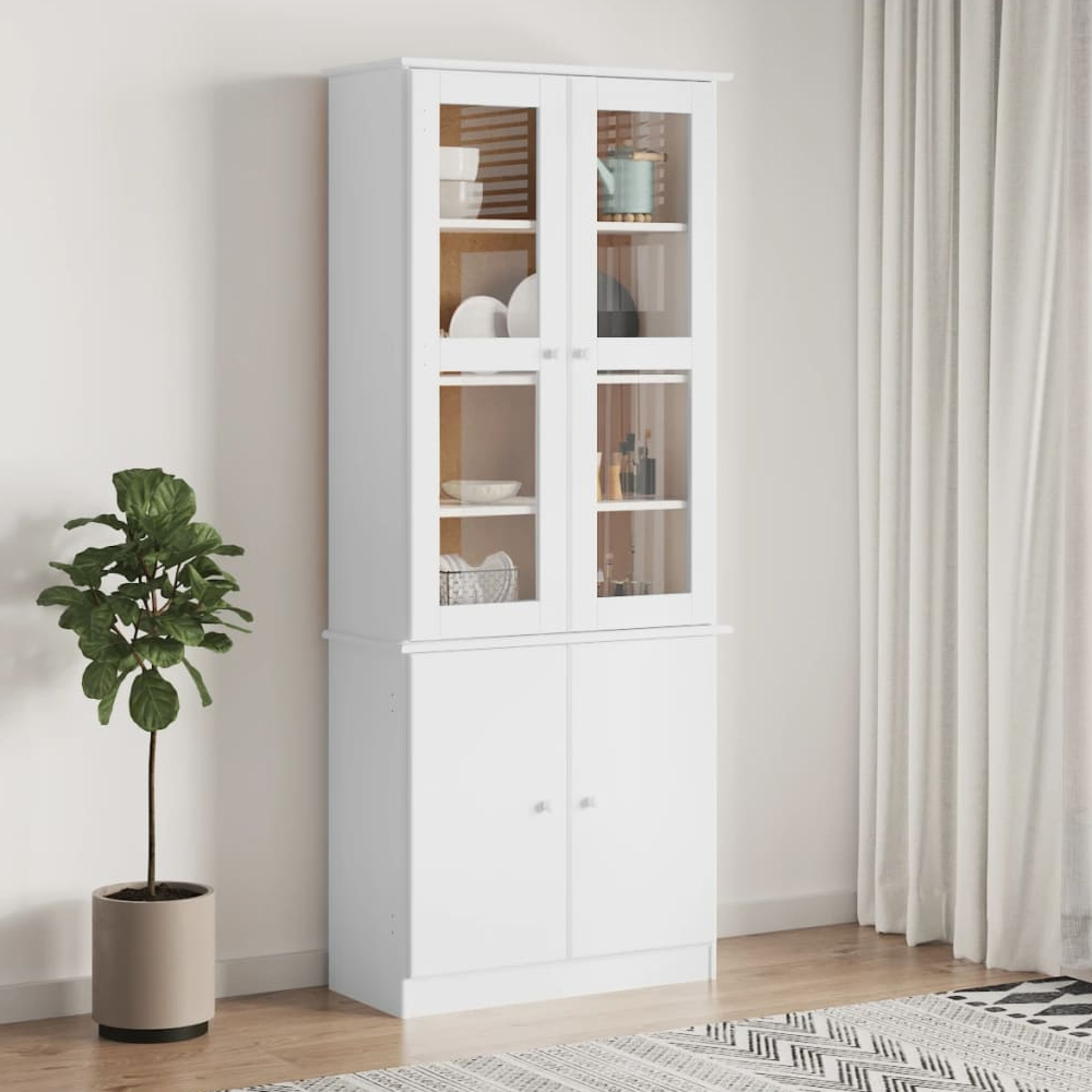 Akron Wooden Display Cabinet With 4 Doors In White