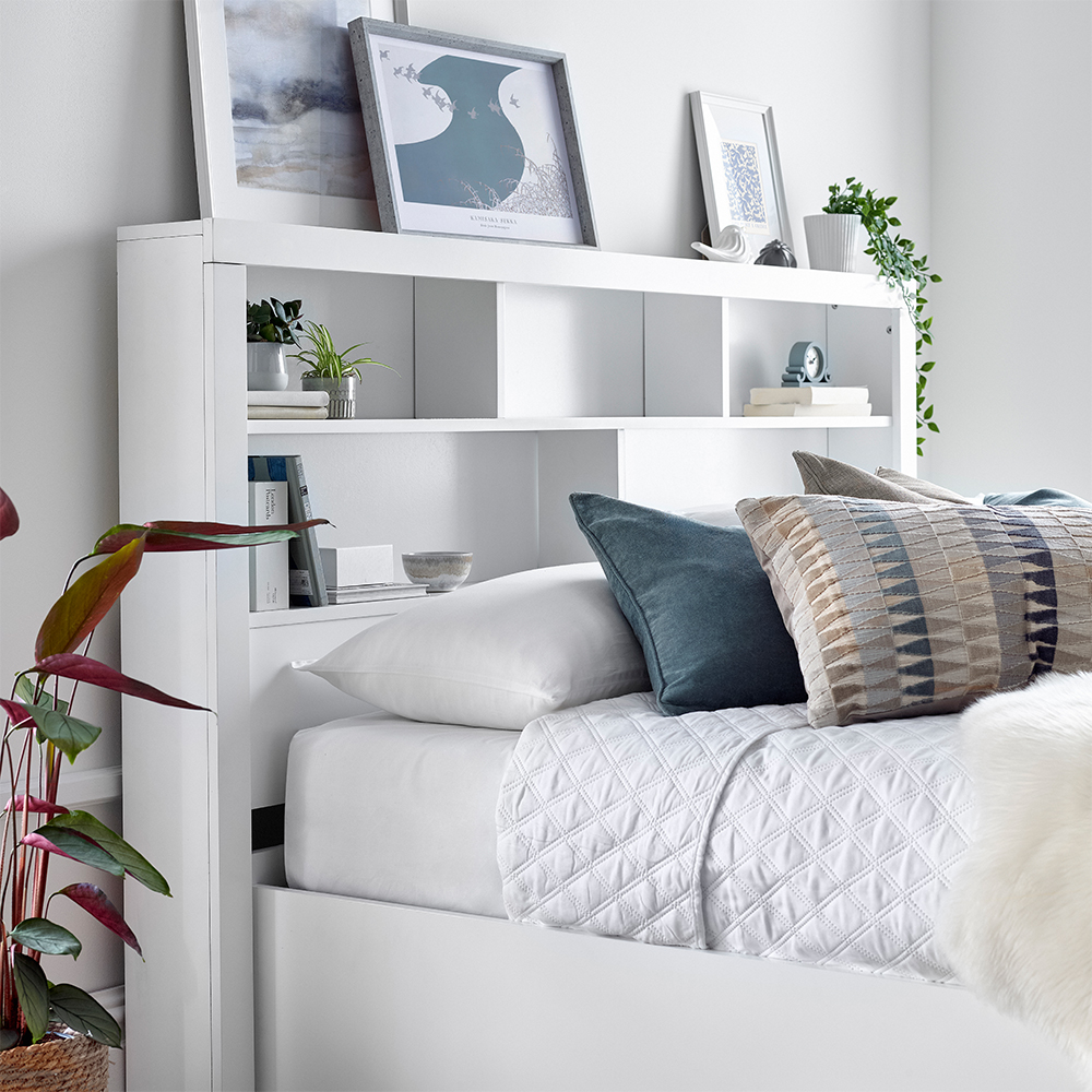 Akron Wooden Ottoman Storage King Size Bed In White