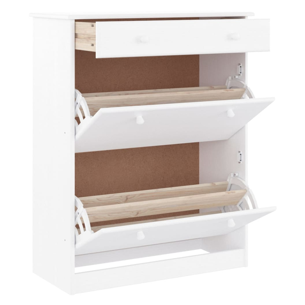 Akron Wooden Shoe Storage Cabinet With 1 Drawer In White