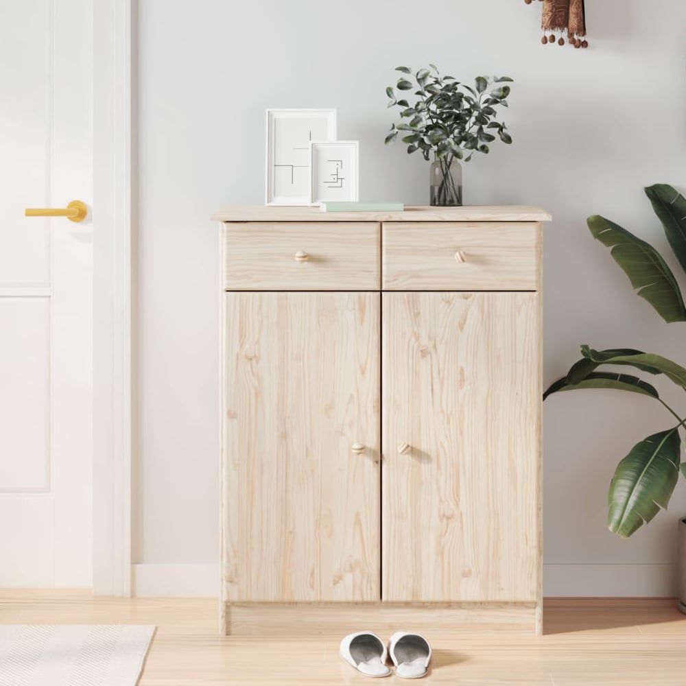 Akron Wooden Shoe Storage Cabinet With 2 Doors In Natural