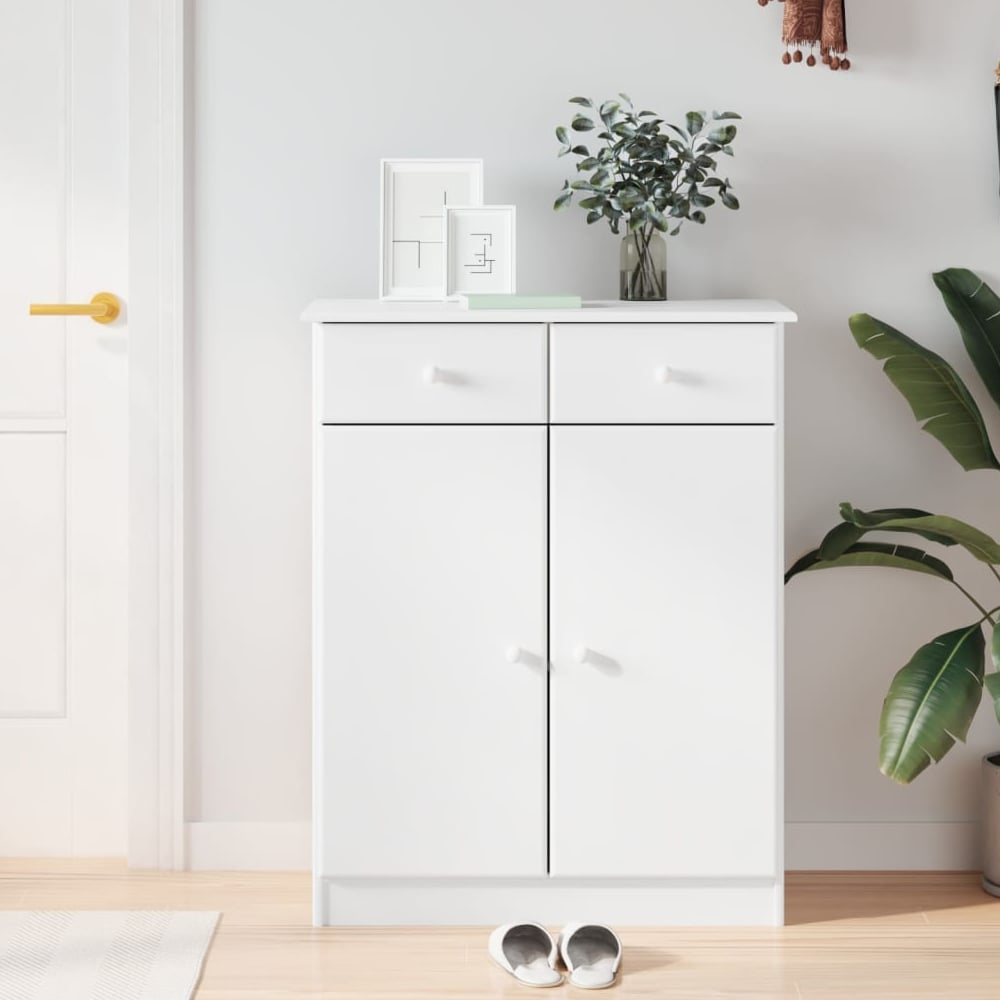 Read more about Akron wooden shoe storage cabinet with 2 doors in white
