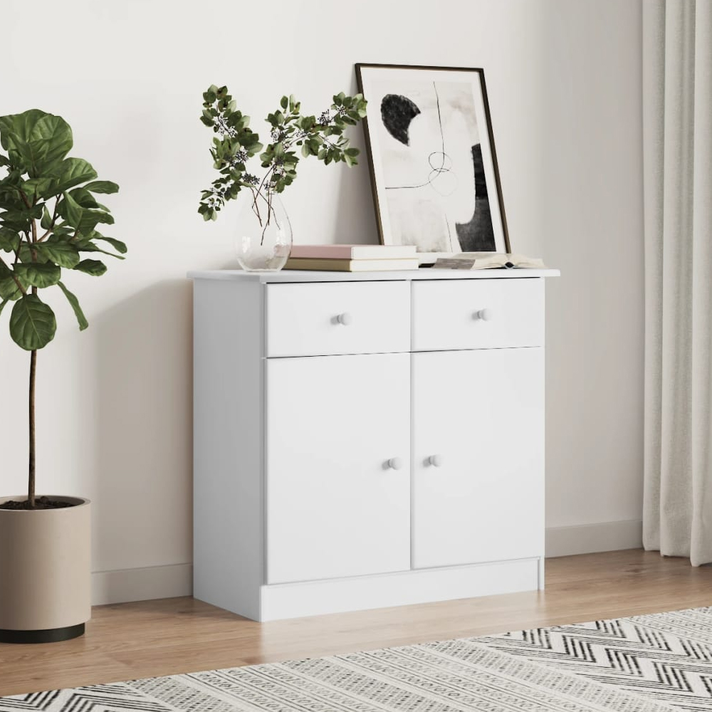 Read more about Akron wooden sideboard with 2 doors 2 drawers in white