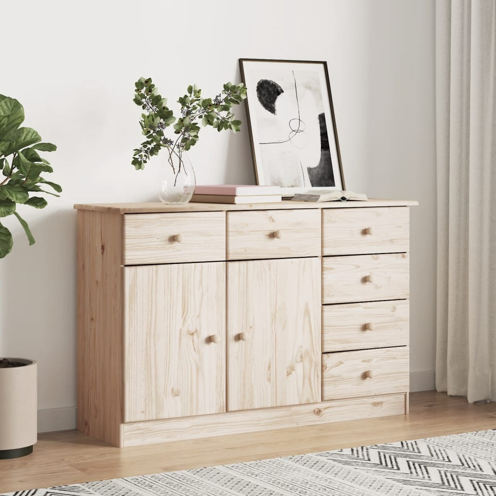 Read more about Akron wooden sideboard with 2 doors 6 drawers in natural