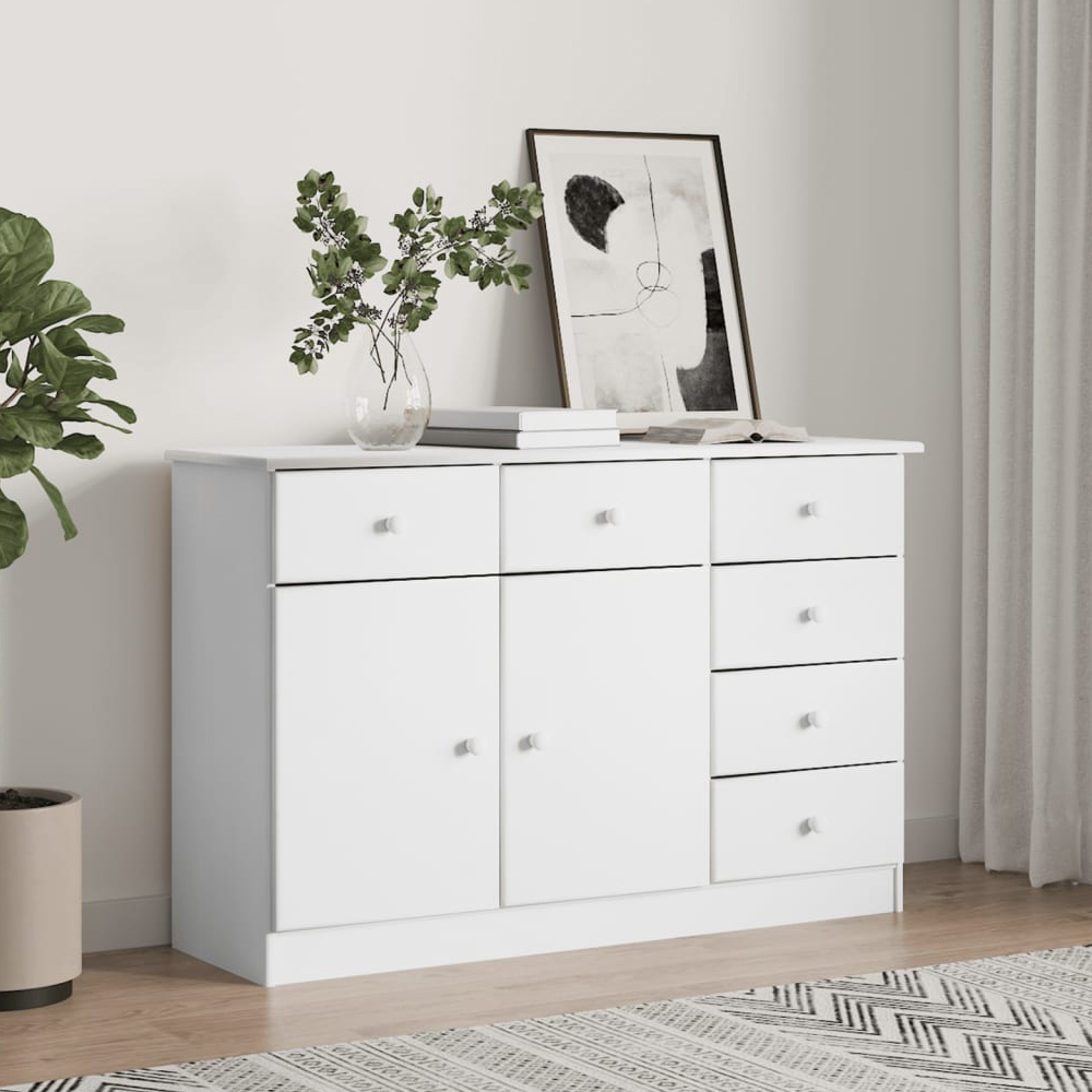 Read more about Akron wooden sideboard with 2 doors 6 drawers in white