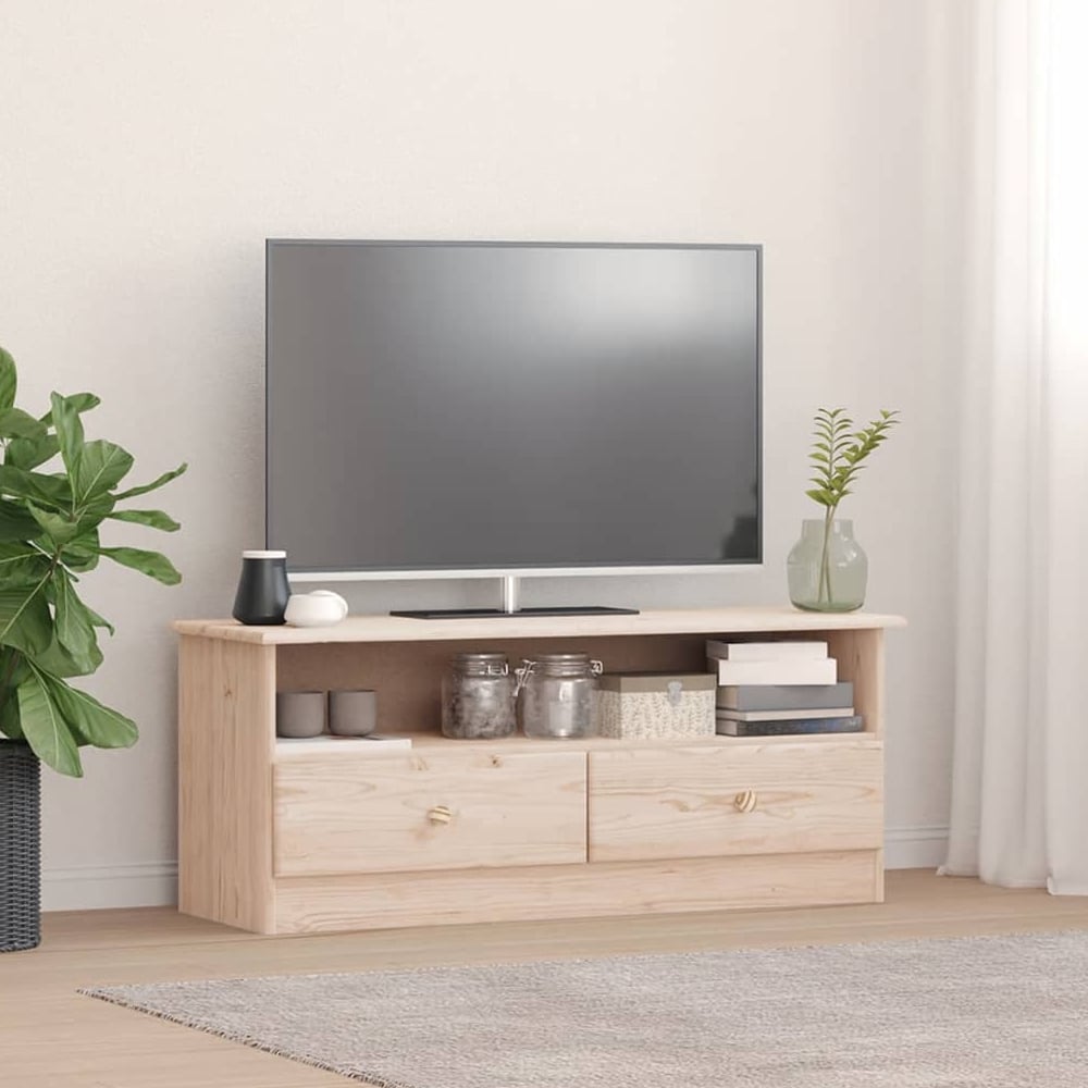 Read more about Akron wooden tv stand with 2 drawers in natural