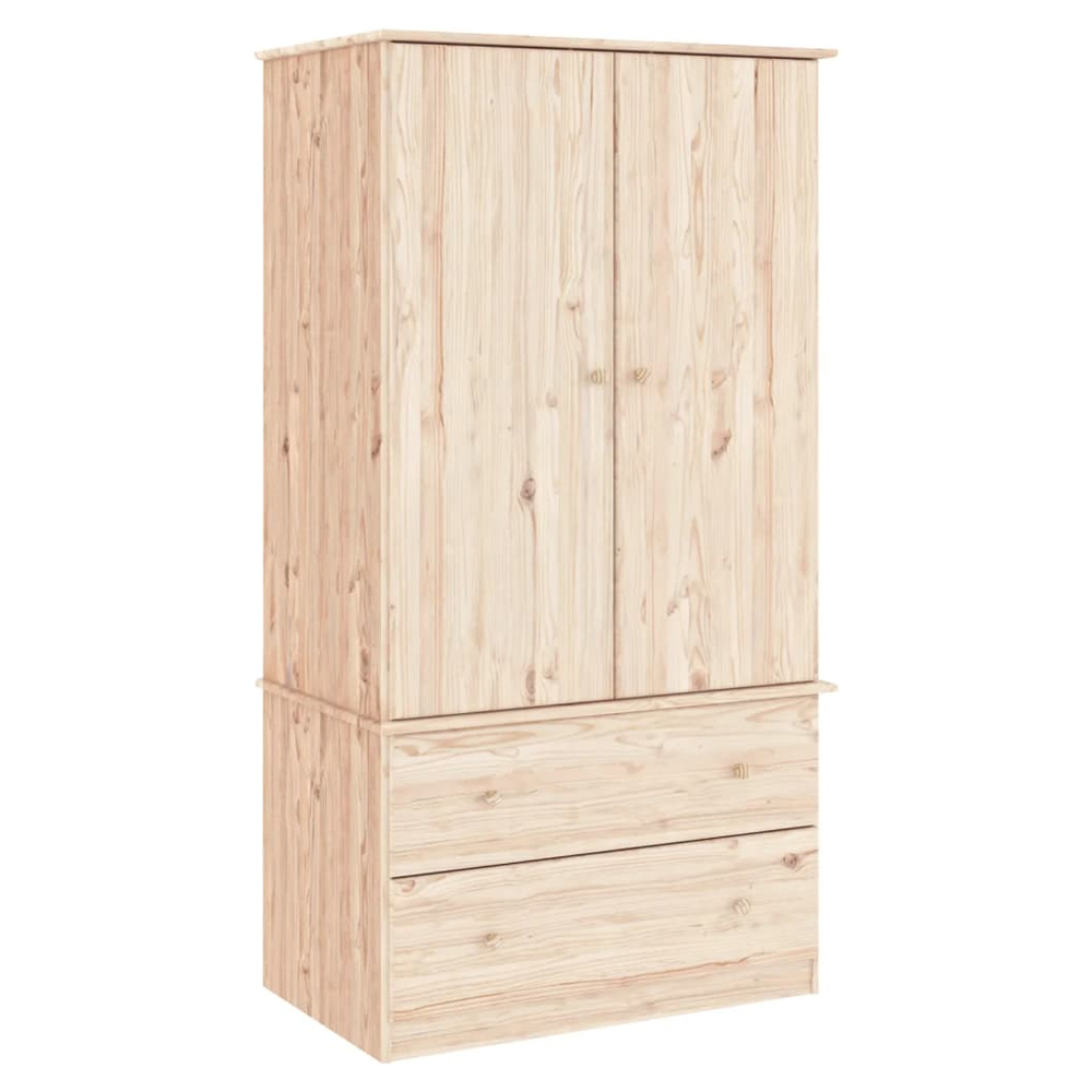 Akron Wooden Wardrobe With 2 Doors 2 Drawers In Natural