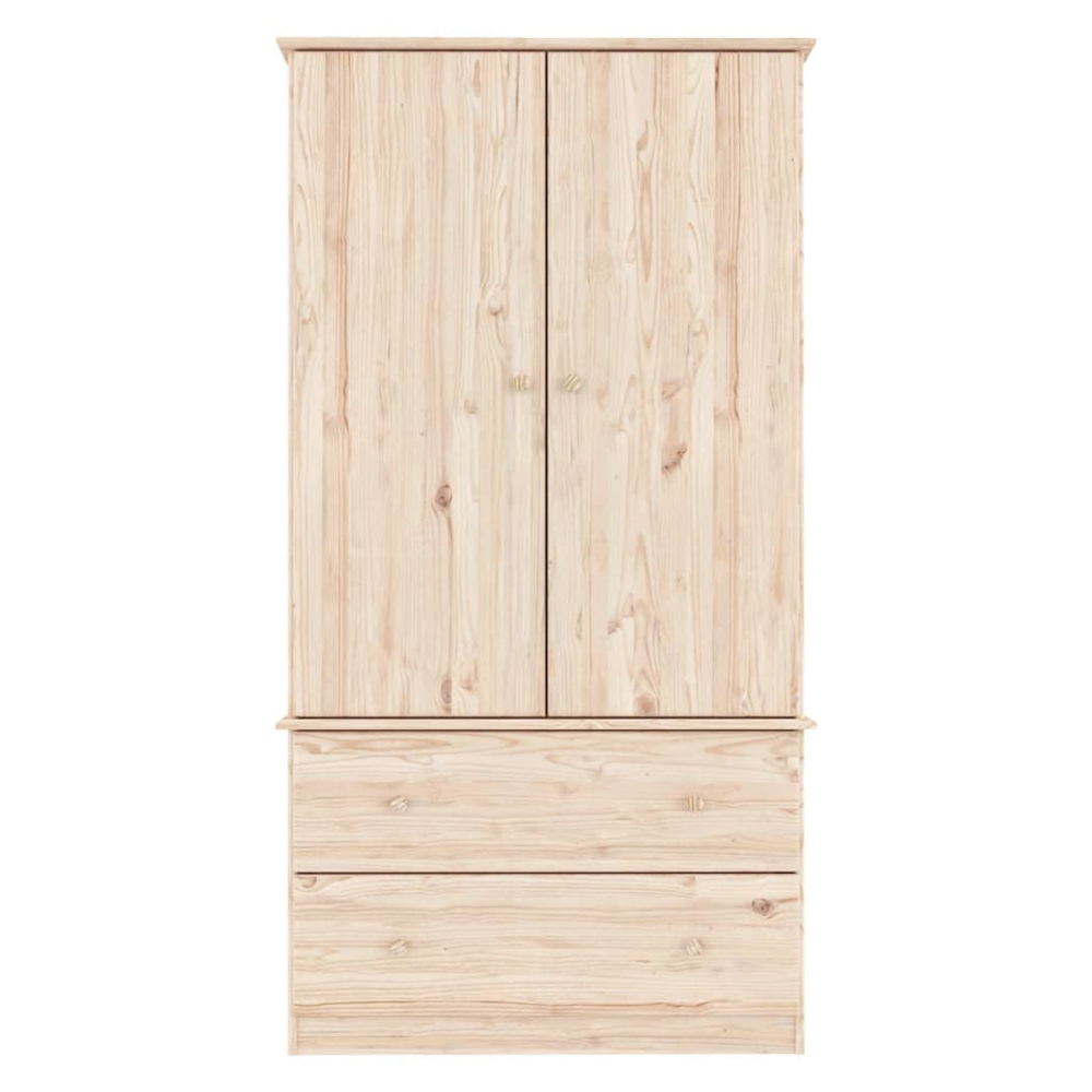 Akron Wooden Wardrobe With 2 Doors 2 Drawers In Natural