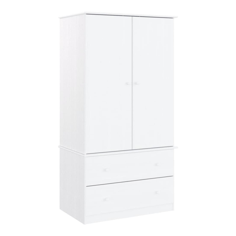 Akron Wooden Wardrobe With 2 Doors 2 Drawers In White