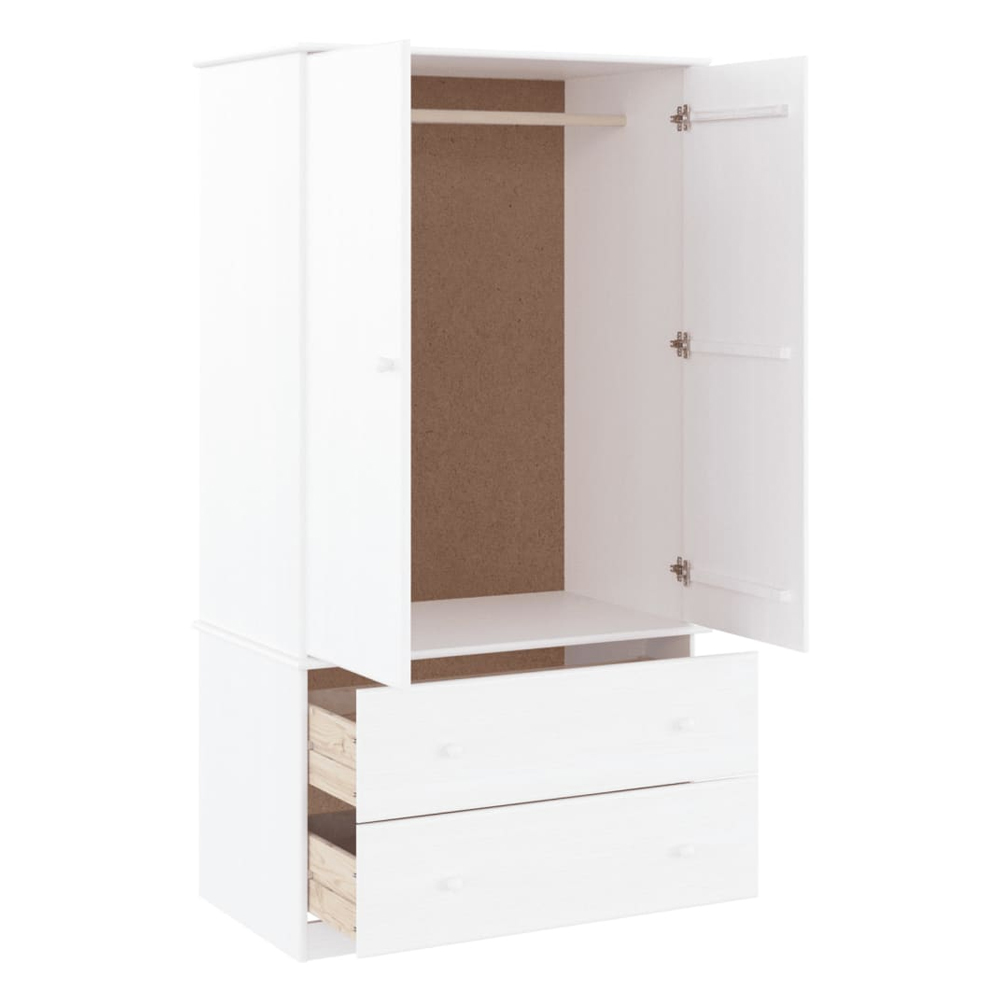 Akron Wooden Wardrobe With 2 Doors 2 Drawers In White