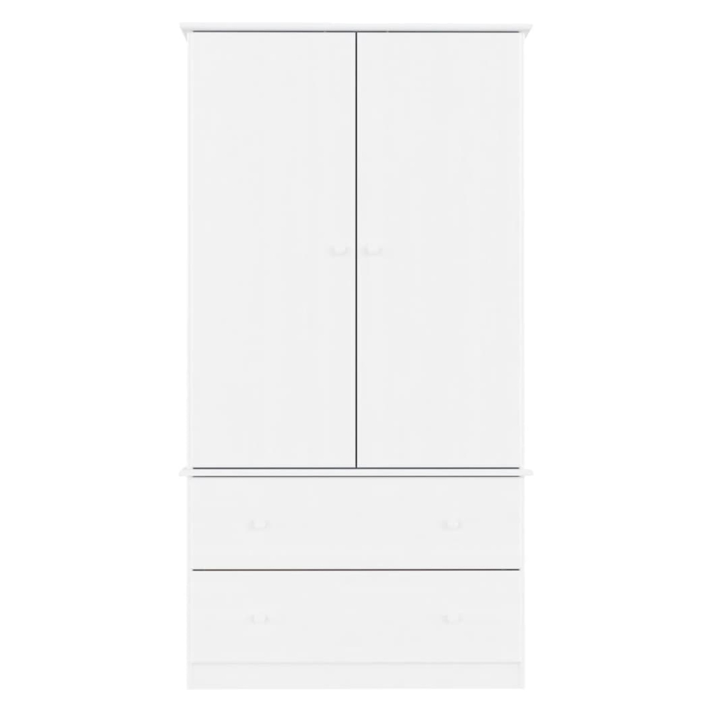 Akron Wooden Wardrobe With 2 Doors 2 Drawers In White