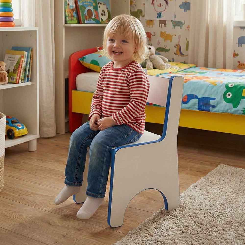 Aktif Wooden Kids Chair in Blue and White