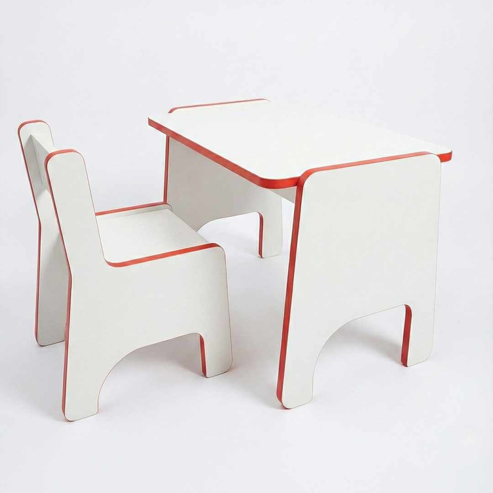 Aktif Wooden Kids Table and Chair Set in Red and White
