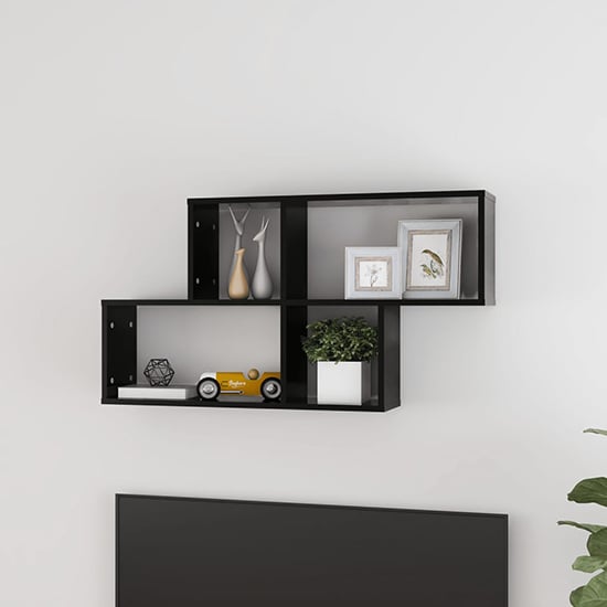 Akua Wooden Wall Cube Shelf In Black_1